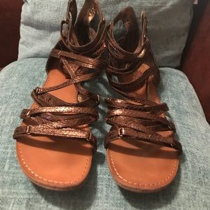 Yellow box gladiator sandals